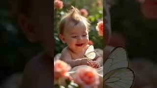 Adorable Baby Meets Butterfly in a Dreamy Garden Moment #cutebaby #butterfly #tiktok #ai