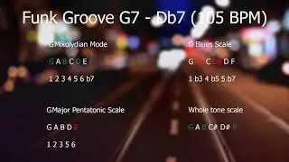 Acid Jazz   Funk Groove Jam Track in G7   Db7 105 bpm