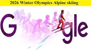 Google Doodle, посвященный горнолыжному спорту на зимних Олимпийских играх 2026 года, финал женск...
