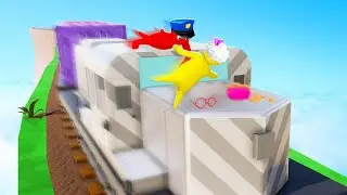 SAVE GRANDMA From The MOVING TRAIN! (Gang Beasts)
