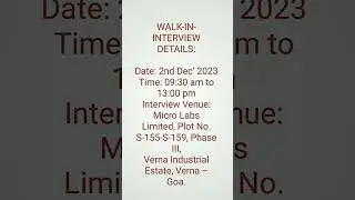 Micro Labs Limited &ndash; Walk-In Interviews for FRESHERS 2nd Dec&rsquo; 2023 Verna Goa