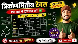 त्रिकोणमिति में सारणी का मान निकालना आसान तरीके से 