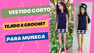 Vestido Corto en Punto Abanico Tejido a Crochet para Muñeca facil