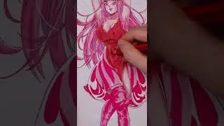zero two fanart on body pillow #art #anime #fanart #howtodraw