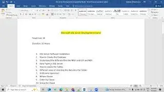 Scenario Based Training Program on SQL Server Development in Telugu