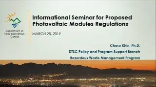 DTSC Photovoltaic Modules Info Seminar: March 25th 2019
