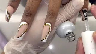How to do chrome isolation nails -Fill in Coffin Textured 3d Acrylic Nails Step by Step