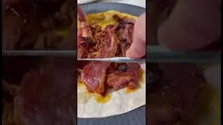 CHORIZO BREAKFAST WRAP with an Oozy Cheesy Egg & Crispy Bacon #breakfast #brunch #sunday #tacos