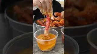 Which sauce would you prefer to dip the king crab leg into  Garlic butter sauce or cajun sauce  #sea