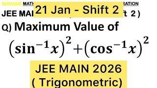 Q) If 𝑥&isin;[(&minus;&radic;3)/2,1/&radic;2], then maximum value of the expression (sin^(&minus;1) 𝑥)^2+(cos^(&minus;1) 𝑥)^2 is (𝑛𝜋^2)