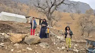Nomadic life in Zagros 🏔️ | Building shelter for sheep 🐑 in the cold of winter