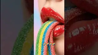 🌈 Sour rainbow candy belt with crunchy sugar. Pure ASMR. #ASMR #ASMRCandy #Shorts #Viral #FoodASMR