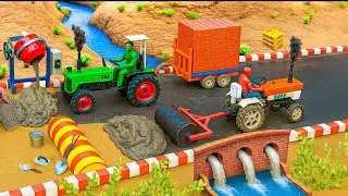 DIY Mini Tractor Builds Strong Cement Road |Fun Construction Science Project - YB CREATOR 