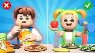 ROBLOX Brookhaven 🏡RP: Healthy Food Vs Junk Food- Roblox Animation