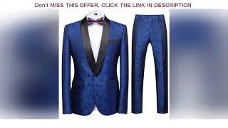 Review Yunclos Men's Embroidery Suits Asian Size 2 pcs (Jacket+Pant) Costume Shawl Collar Banquet &