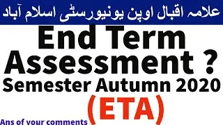 Aiou End Term Assessment of Semester Autumn 2020 will take Allama Iqbal Open University | AIOU INFO