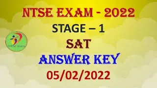 NTSE-2022 | STAGE -1 | SAT ANSWER KEY | TAMILNADU | Date: 05/02/2022