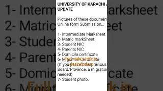 Karachi University Admissions 2026 Document Requirements | @CSC1232