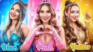 Pink vs Yellow vs Blue vs Violet Girl! Royal Challenge for Color Princesses