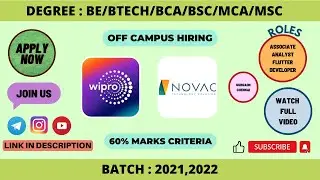 WIPRO NEW OFF CAMPUS HIRING 2023 | NOVAC FLUTTER DEV 2021-22 BATCH  #applynow