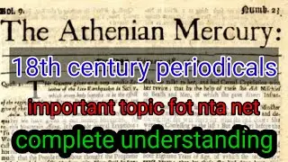 Athenian Mercury || Eighteenth century periodicals || NTA NET|| Athenian Society || ugc net english