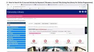 Searching for e journals by key words and browsing titles