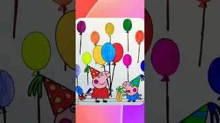Let's Color PeppaPig and George Enjoying Party #peppapig #peppapigenglish #new #colors #trending