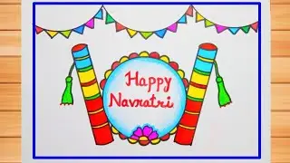 Happy Navratri Drawing / Dandiya Drawing /Navratri draw / Navratri Special Poster / Festival Drawing