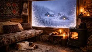 Fall Asleep in a Cozy Treehouse ❄️ Fireplace, Dog Sleeping & Winter Night ASMR