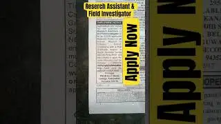 Reserch Assistant and Field Investigator #jobinassam