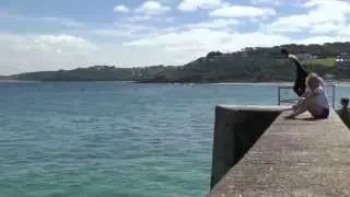Pier Jumping Diving St Ives Cornwall Panasonic x800