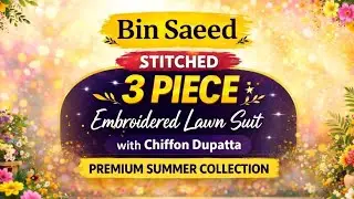 Bin Saeed Stitched 3 Piece Embroidered Lawn Suit with Chiffon Dupatta | Premium Summer Collection 
