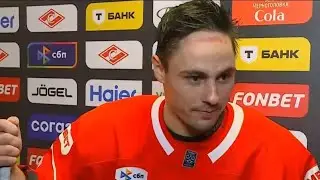 Герман Рубцов после 1-го периода матча с ХК &laquo;Амур&raquo;. 28-й тур КХЛ-24/25