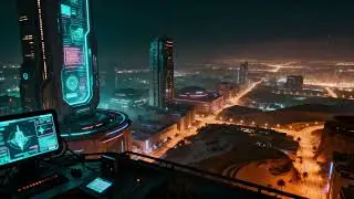 AI Monitoring Rooftop Ambience | Futuristic Sci-Fi Soundscape