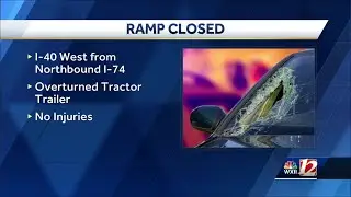 Tractor-trailer overturns in Winston-Salem, US-311 ramp to westbound I-40 shut down