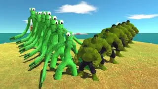 Green Fighting Evolved Hulk Army vs Mutan Rainbow Friends Green Team   Animal Revolt Battle Simulato