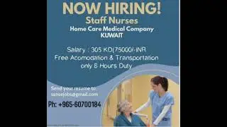 Medical Center Hiring staff Nurses For Home are Vacancy Kuwait.