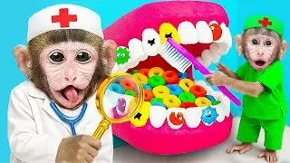 Mono MoMo Revisa los Dientes del Mono Bebe y lo Rescata del MAR DE LAVA 🦷🌋 | MONO MOMO ESP