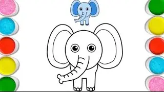 How to drow easy step elephant drawing colouring for kids 