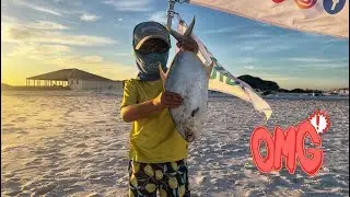 Florida 6-Year-Old Pulls in a TOURNAMENT POMPANO! Surf Fishing Pensacola Beach.
