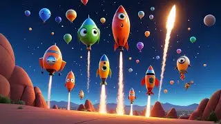 Five Toy Rockets Blast Away | Space Counting Song for Kids | Nursery Rhymes and Learning Songs