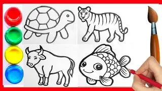 How to draw wild animals drawing for kids । जानवर का चित्र ।  Wild Animals ka chitra । Easy drawing 