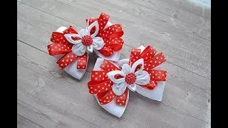🎀 Необыкновенные бантики с бабочкой Канзаши 🎀