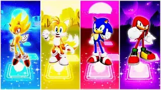 Super Sonic 🆚 Tails 🆚 Sonic 🆚 Knuckles | Tiles Hop EDM Rush
