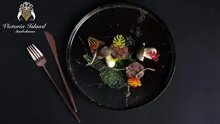 Victoria Island: Whiskey-Cured Salmon Mosaic Terrine, Broccoli Cream, Morels & Miso
