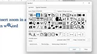 How to insert zoom in and zoom out symbols in word