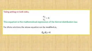 Solvent Extraction - Lecture 3 (BNU, BCU) - Nernst distribution law-Derivation