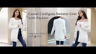 The Perfect Fall Wardrobe/ Bbonlinedress Long Sleeve Cable Knit Soft Cardigan Sweater with Pockets