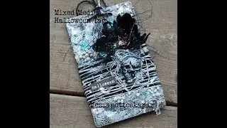 Mixed Media Halloween tag