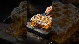 Cutting Glass honey bar ASMR#aiart #asmr #glasscutting #satisfying #asmrsounds #asmr #viral #funny